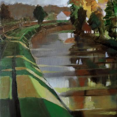 Le canal du port de Juigné (huile, 38x47)