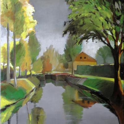 L'écluse de Pincé (huile, 53x65 )