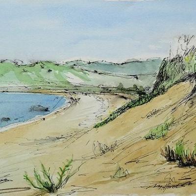 Plage Corse 2 (dessin aquarellé)