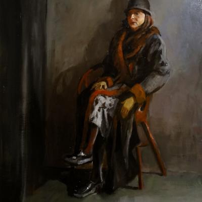La dame au chapeau (huile, 50x60)