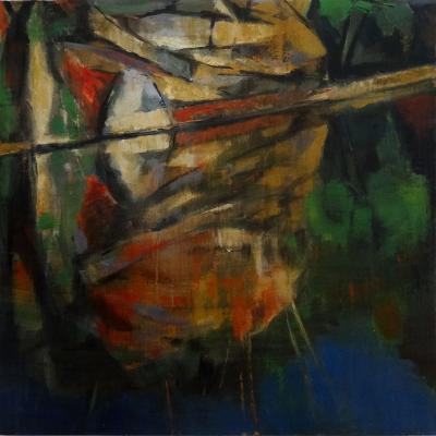 Reflets de carrière (huile sur toile, 60x60)