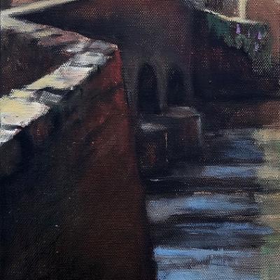 Le pont d'Asnières (huile sur toile, 20x60) Prix du jury 2017 Asnières sur toiles